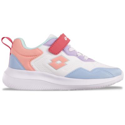 Sneaker LOTTO, Kinder, Gr. 32, blau (weiß, leuchtendesblau), Kunstfaser, Synthetik, mehrfarbig, Schuhe Sneaker, - ohne Schnüren: mit Elastiksenkeln