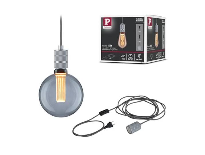 Paulmann 78437 Pendelleuchte Neordic Pendelleuchte Tilla inkl. Stecker ohne Leuchtmittel max. 20 Watt Hängeleuchte Alu Metall E27