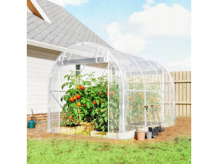 Outsunny Serre Tunnel 6m² Acier Galvanisé Bâche PE Transparent