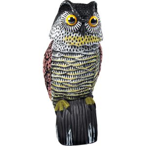 Gardigo Vogelabwehr Raubvogel Eule, Eule aus Kunststoff, gelb/rot/grau