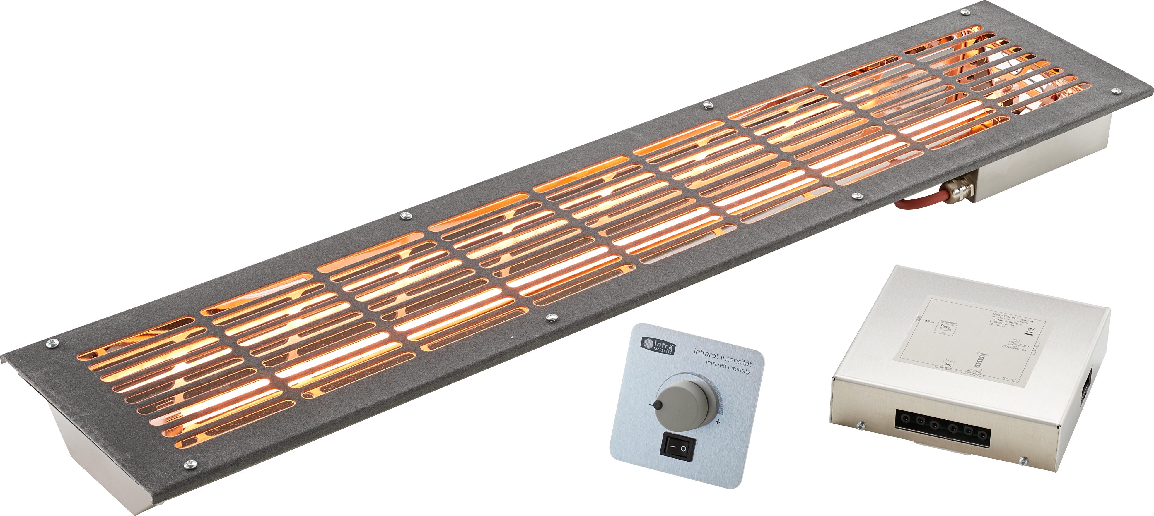 Infraworld VITALlight-IPX4 Infrarotstrahler-Set 500W gerade anthrazit mit Steuerung silber