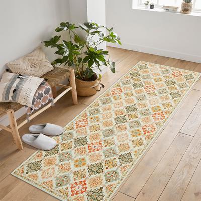 Garvee Boho Floral Checkerboard Washable Area Rug for Bedroom Living Room Non-Slip Oriental Accent Throw Carpet