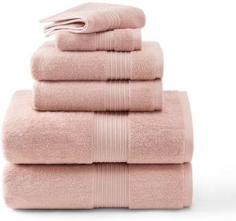 TOWN & COUNTRY EVERYDAY 6-Piece Assorted Solid Dobby Border Set, 2-Bath Towels, 2-Hand Towels, 2-Washcloths