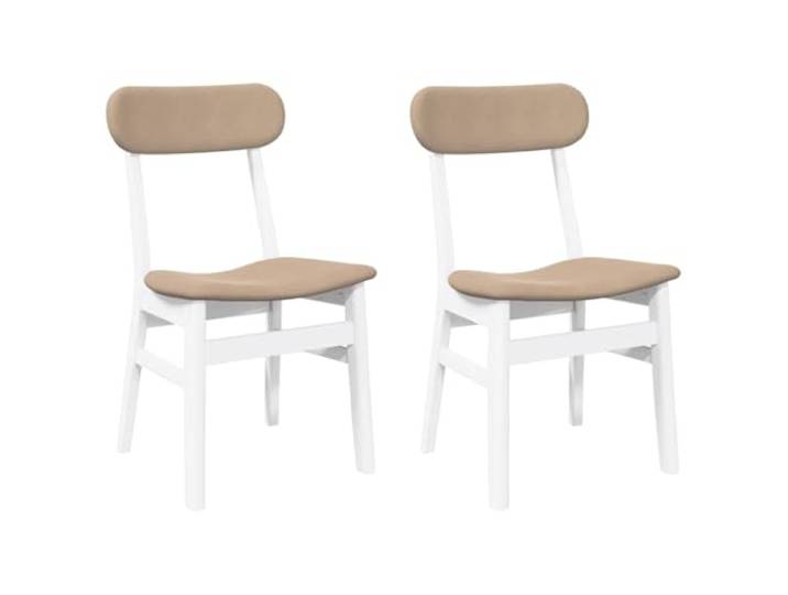 KDVXBCQJH 2er Set Esszimmerstühle Weiß Braun aus Massivholz Gummibaum Stabile Küchenstühle mit bequemer Schaumstoff-Polsterung und Rücklehne für Esszimmer, Wohnzimmer und Bar-Bereich.