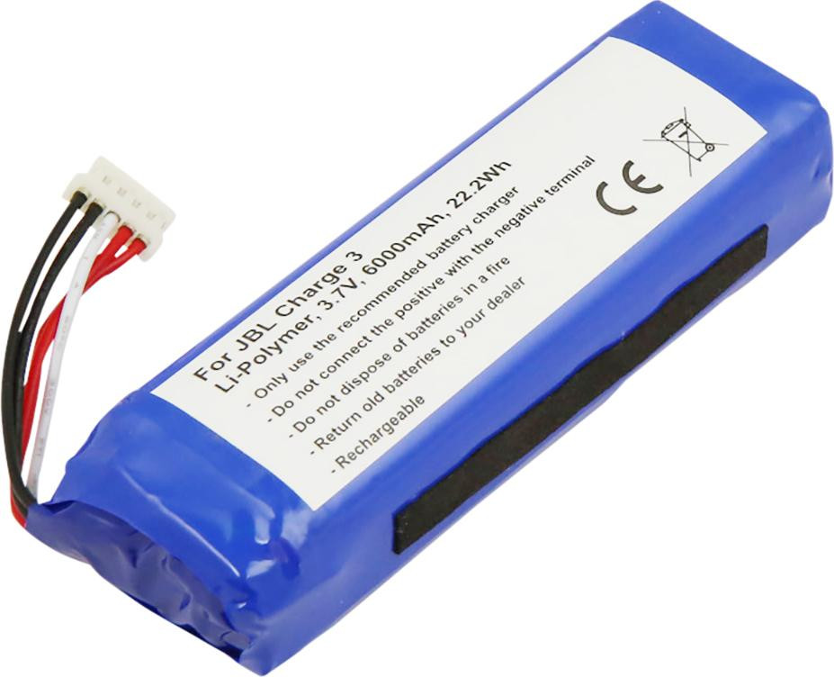 Avizar vervangaccu voor JBL Charge 3 (2015), 6000 mAh, Li-Polymer, blauw