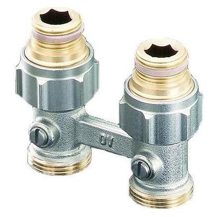 Oventrop OV Absperrverschraubung ZB Multiflex F 1/2Zoll AGx3/4Zoll AG Messing vernickelt (1015883)