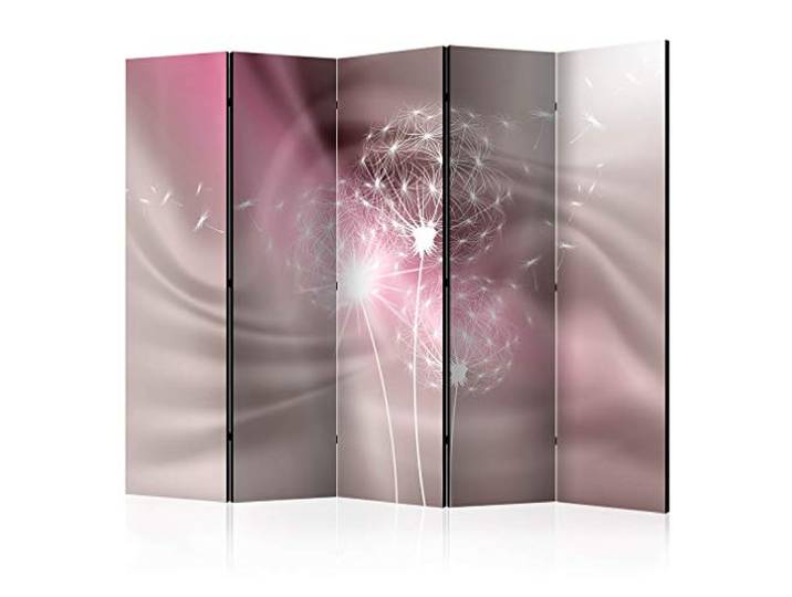 decomonkey Paravent Raumteiler Innen Pusteblume, 225x172 cm, 5-teilig Einseitig, Wohnzimmer, Room Divider, Wall, Raumteiler Stehend, Trennwand, Sichtschutz, Spanische Wand, Sichtschutzwand, Holz