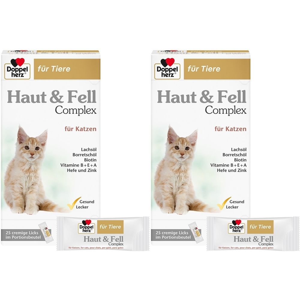 Doppelherz für Tiere Haut & Fell Complex Katzen Doppelpack 2x25 St Paste