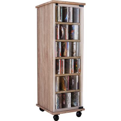 Media-Regal VCM "Holz CD DVD Stand Regal Schrank Valenza Glastür", braun (sonoma, eiche (sägerau)), B:31cm T:35cm, Regale