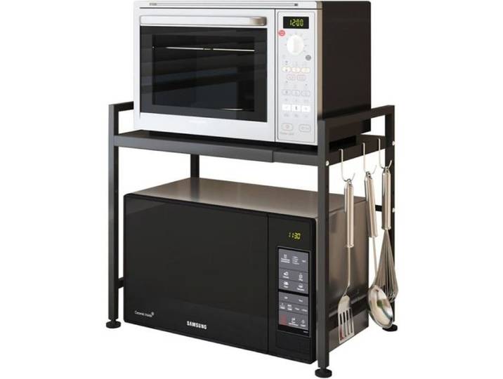 FRDIANPUC Support Télescopique Multifonction/Cuisine/étagère pour Four à Micro-Ondes Étagère Meuble En Fer NOIR