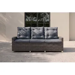 OUTFLEXX Dining 3-Sitzer Sofa, grau, Polyrattan, 210 x 83 x 110 cm, mehrfach verstellbar