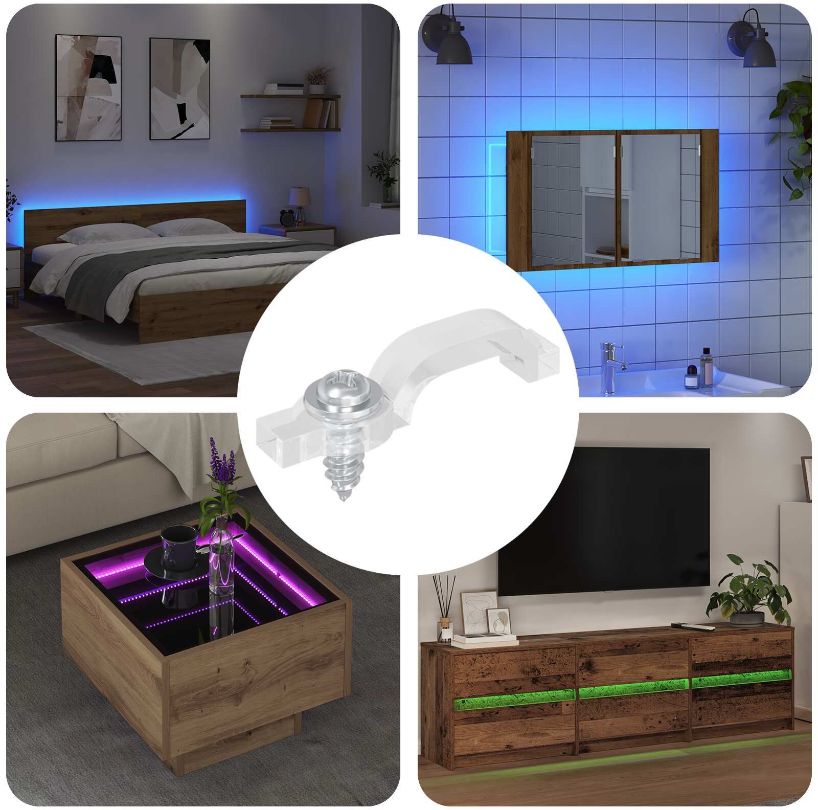 vidaXL Clips de tira LED 23,8 mm 12 uds. Transparente Transparente