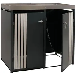 Proregal 2er-Mülltonnenverkleidung mit Pflanzkasten | HxBxT 125x132x84 cm | Anthrazit Holzoptik hell | Mülltonne 55kg