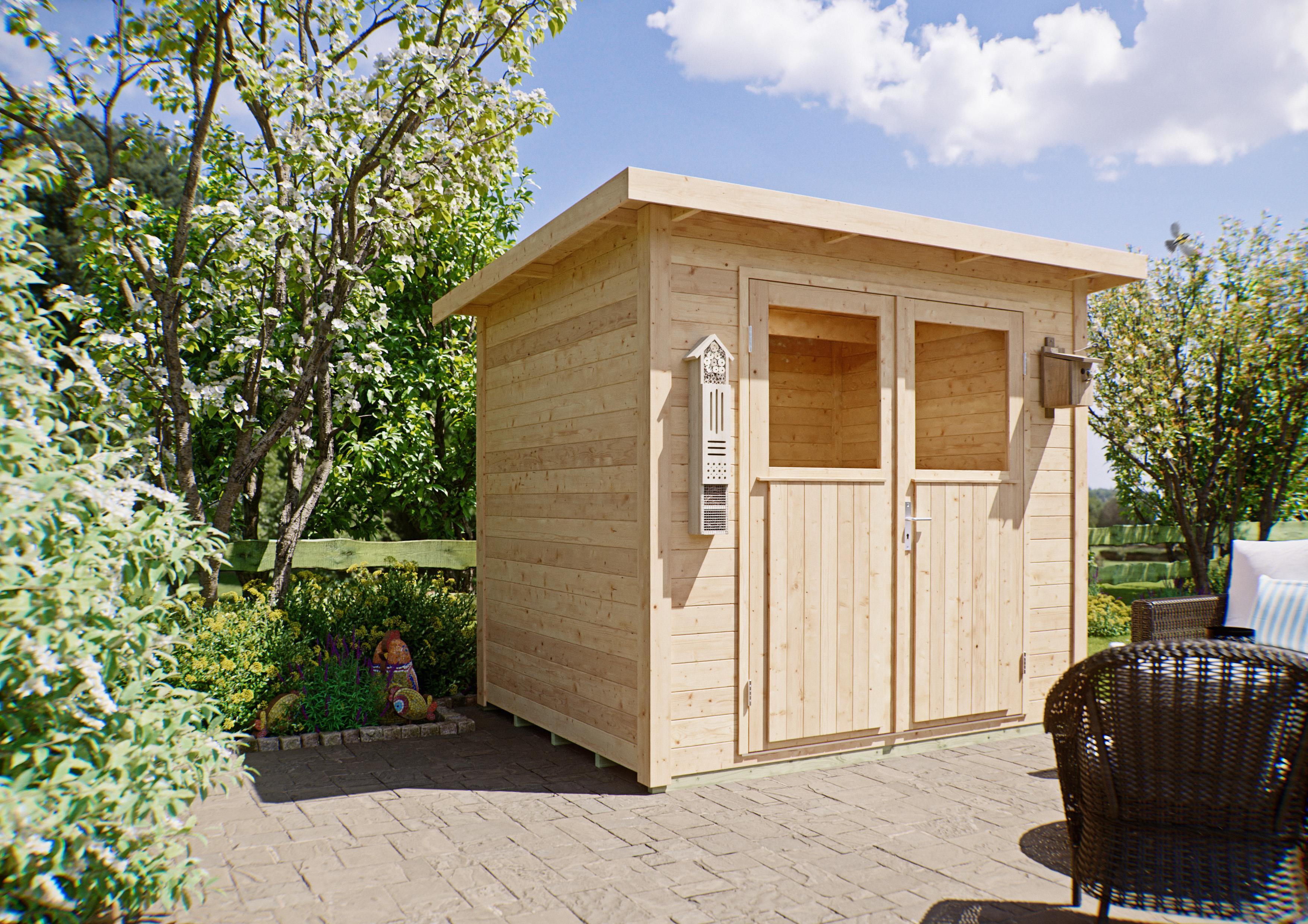 Gartenhaus Utah Flachdach aus Fichte 2,50x2,00 m mit extra hohen Türen
