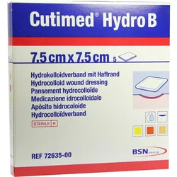 Cutimed Hydro B 7.5x7.5cm Hydrokoll.verb.m.haftr 5 ST