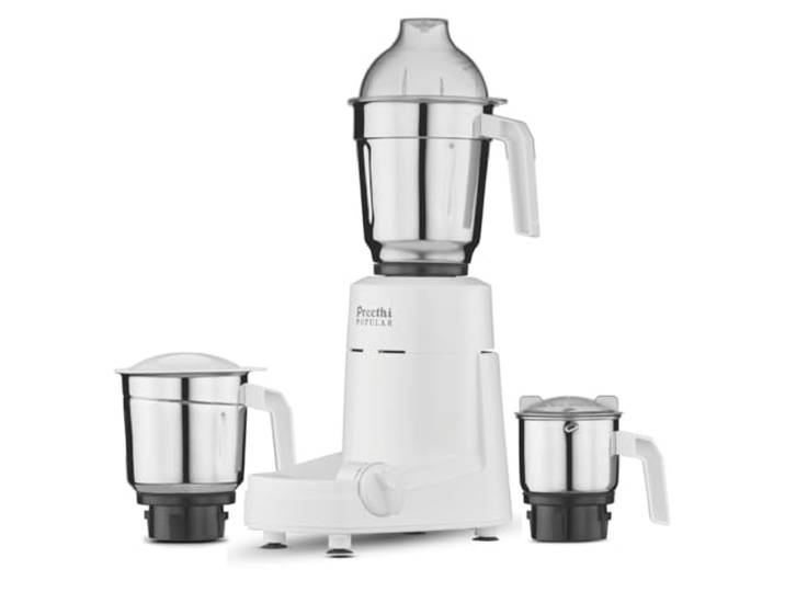 Preethii Popular MG-142 Mixer Zerkleinerer 750W Motor, 3 Edelstahl Becher Royal Rapture Küchengerät, Standmixer Maschine, Gewürz Masala Chutney Teig, Küchenmaschine, südasiatisch