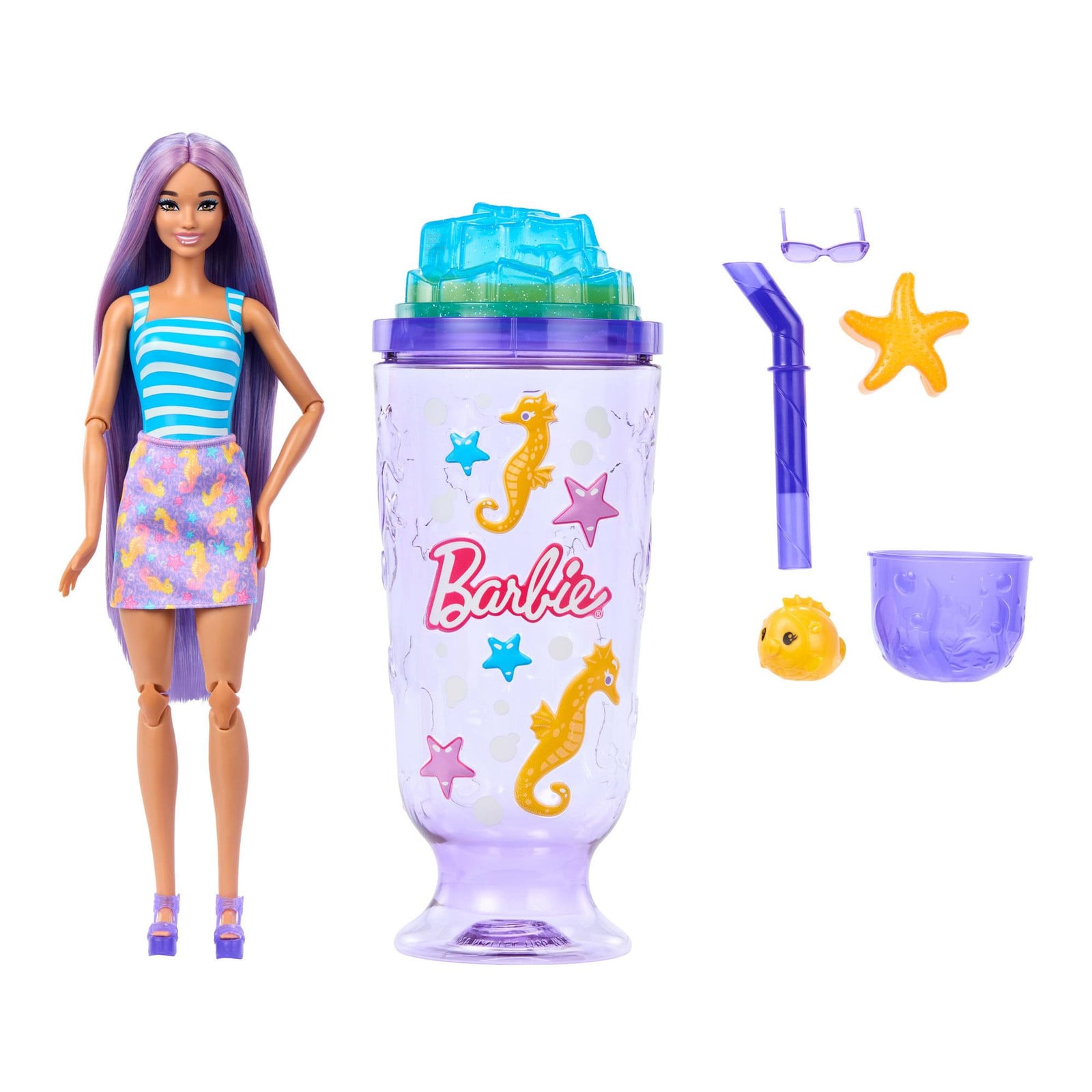 Barbie Pop Reveal Sea Slushy fashionpop met roze haar