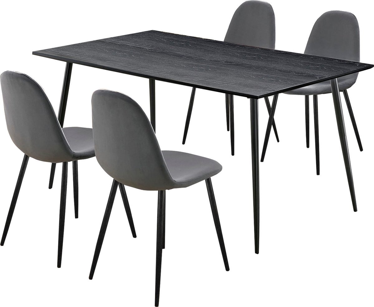 Notio Living Monza Eetset Antraciet - 160 cm