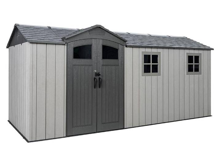 Lifetime Idaho Kunststoff Gerätehaus mit Boden Dunkelgrau 2x5 m