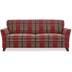 Stilreich 2,5er Sofa Arosa Stoff Karo Rot