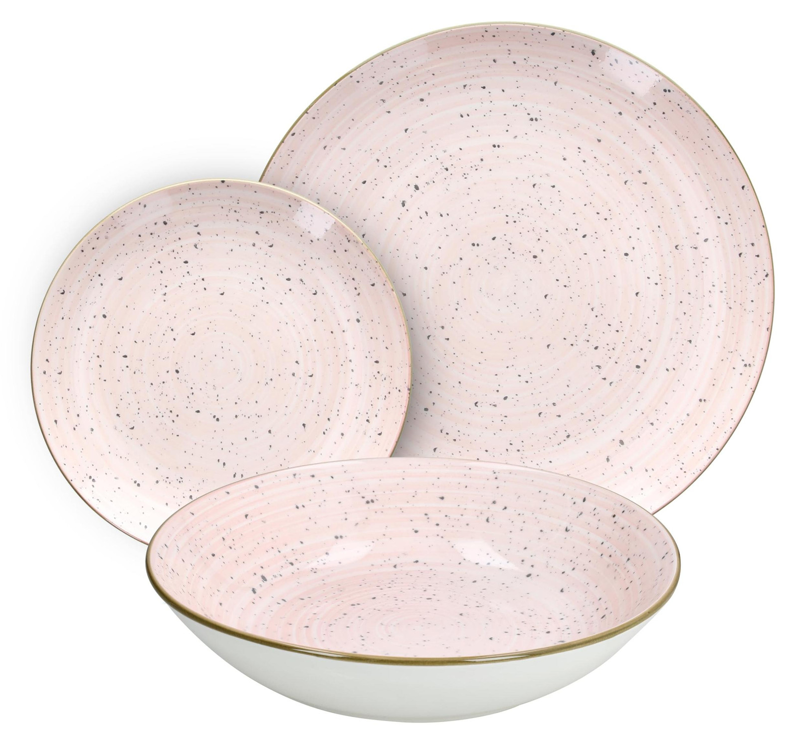Dripio Servies voor 6 personen, 18-delig, Porselein, Roze