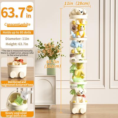 Organization Plush Toy, Doll Storage Box, Storage Tube Transparent, Plastic Toy Organizer white