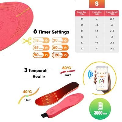 Uplifted Finds Smart APP Remote Control Heated Electric Insoles app Eur 35 40