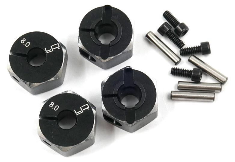 Yeah-Racing Aluminium wielbouten, zeshoekig, 12x8mm, 4 stuks, zwart