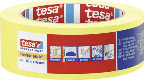 Tesa PRECISION 04334-00003-00 Kreppband Präzisionskrepp Gelb (L x B) 50m x 38mm 1St.