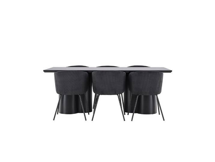 Venture Home Essgruppe Olivia Essgruppe Tisch 100x210cm und 6 Velours Stü, (7-tlg)