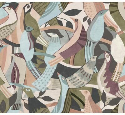 York Wallcoverings Fauvist Flock Plum Abstract Peel and Stick Wallpaper