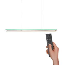 LED-Pendelleuchte, alufarben, Fernbedienung, RGB, CCT, Memory