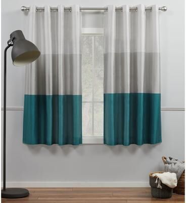 Porch & Den Birdsview Striped Faux Silk Grommet Top Curtain Panel Pair