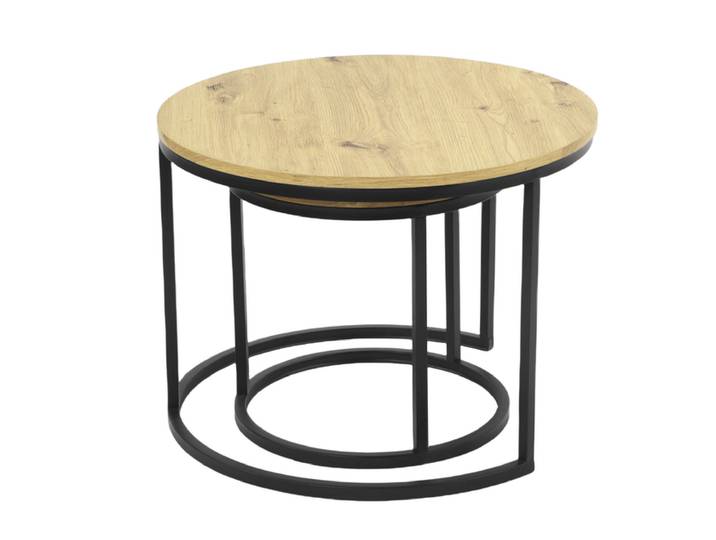 Beistelltisch LINDAU 2er Set Ø 60/Ø 40cm Artisan Eiche -...