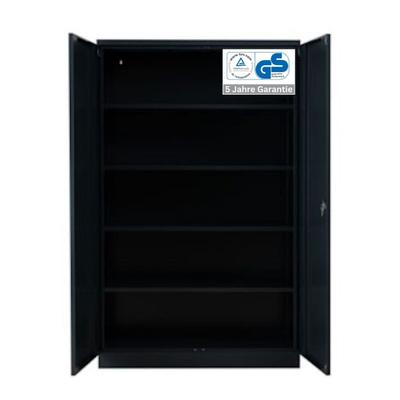 PROREGAL Stahlschrank BEE mit 5 lackierten Fachböden | HxBxT 195x120x42cm | Anthrazit-Anthrazit | Werkstattschrank Werkzeugschrank Aktenschrank