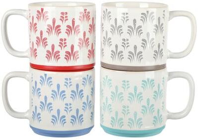 Gibson Home Morning Mist 4 Piece 18 Ounce Stoneware Mug Set in Assorted Colors