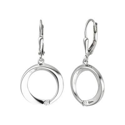 Paar Ohrhänger JOBO, silber (silber 925, weiß), Ohrringe, Damen, Silber 925 (Sterlingsilber), 925 Silber mit 2 Zirkonia