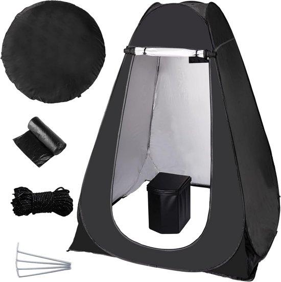Tragbares Toilette - Camping-Toilette mit Privatsphäre-Zelt - Schnell Aufstellbar - 190 cm Hoch - Schwarz