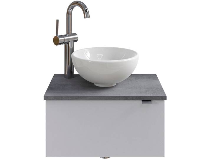 Waschtisch SAPHIR Serie 6915 Waschschale mit Unterschrank für Gästebad, Gäste WC , weiss (weiß glanz, oxid dunkelgrau, weiß glanz), B:51cm H:39,8cm T:35cm, Waschtische, Waschtisch, 51 cm breit, 1 Tür, Waschtischplatte, kleine Bäder, ohne Armatur