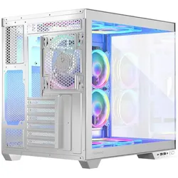 Modecom Obudowa Volcano Panorama Apex ARGB 3F biała (AT-PANORAMA-3F-ARGB-20-000000-0002) (ATX, mATX, Mini-ITX), PC Gehäuse, Weiss