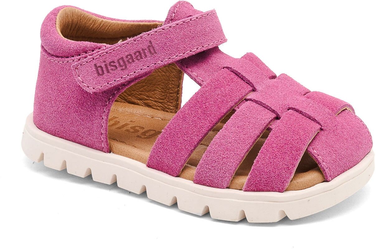 Sandale BISGAARD "beka s Weite: normal", Jungen, Gr. 26, chromfrei gegerbt vegetabil gegerbt, pink, Leder, Schuhe Sandale, Klettschuh mit Lederinnenausstattung, Größenschablone zum Download