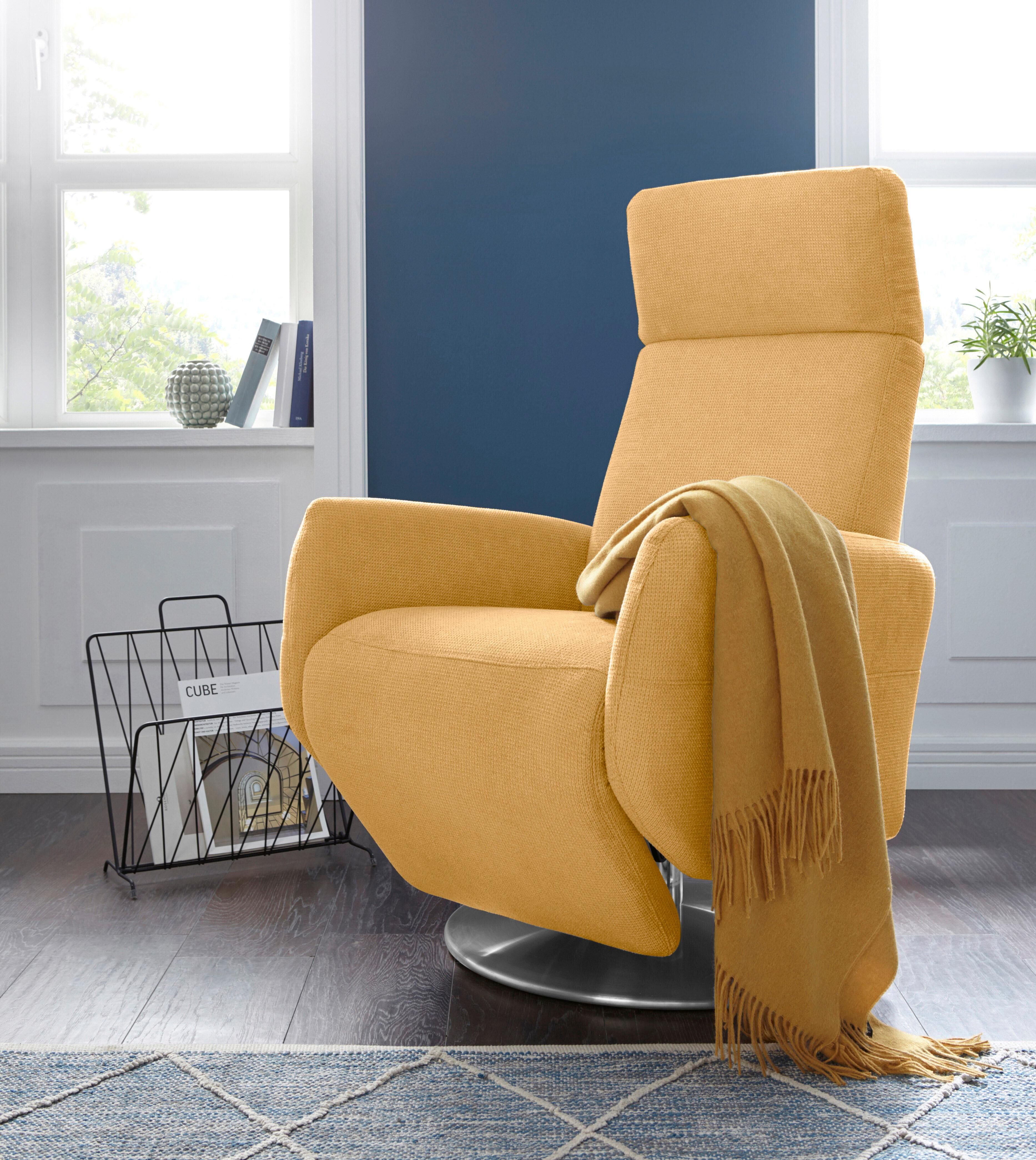 TV-Sessel SIT & MORE "Kobra mit Kopfteilverstellung, Drehfunktion & manueller Relaxfunktion", gelb (senf), B:71cm H:113cm T:82cm, 100% Polyester, Sessel, TV-Sessel, Ergonomie M: manuelle Fussstütze & Rückenlehne senf Luxus-Microfaser, Ergonomie M, B/H/T: 