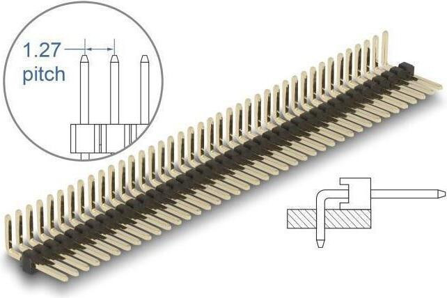 Delock Desetpins connector, enkele rij, rechte hoek, zwart, 5 stuks