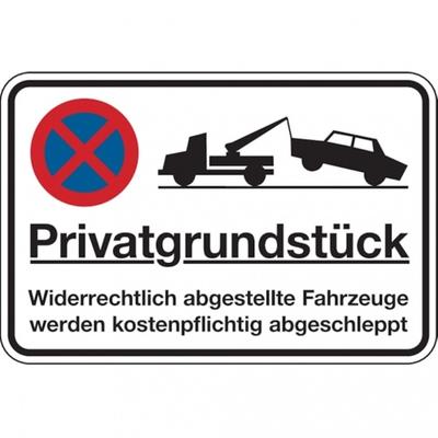 König Werbeanlagen Dreifke® Parkverbotsschild, Privatgrundstück Widerrechtlic - 600x400x2 mm Aluminium 2 mm