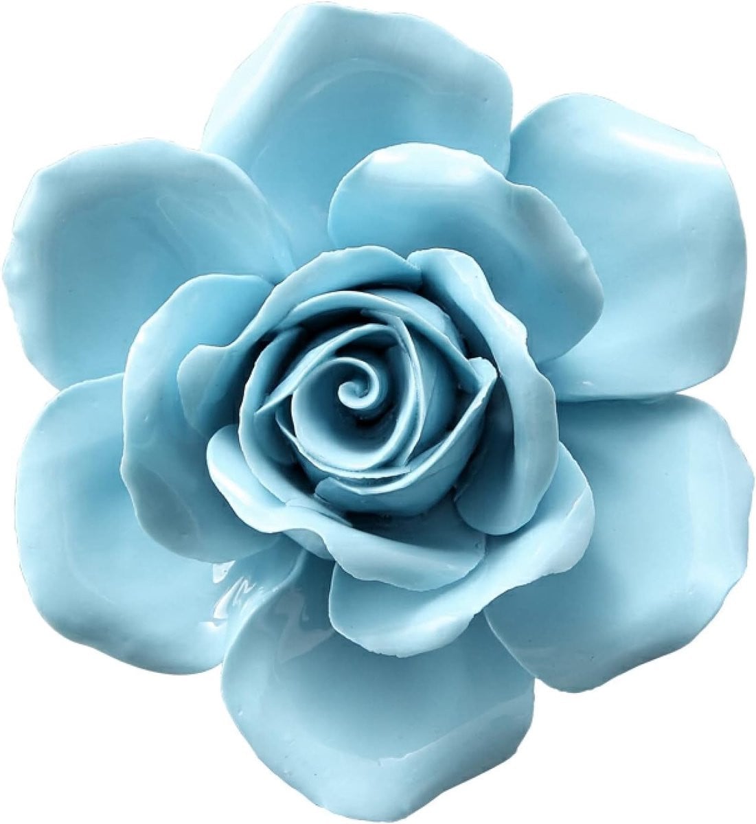 Handgemaakte blauwe keramische muurdecoratie met bloem kunstwerk - 11 cm