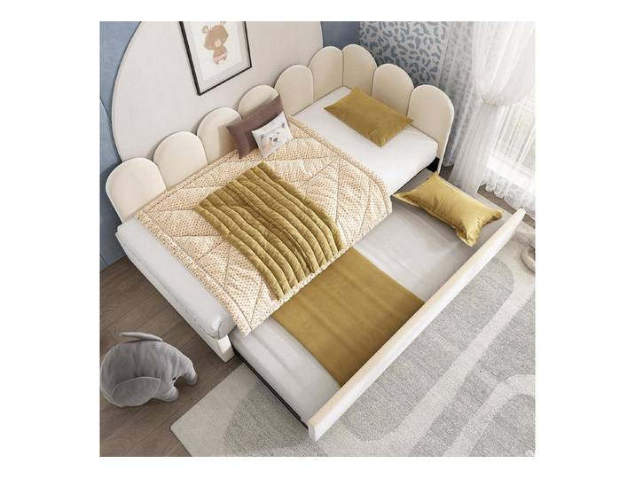 LuxusKollektion Polsterbett Polsterbett Daybett Ausziehbett Samt Beige