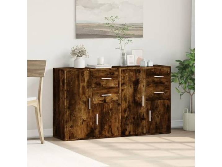 KTHLBRH Sideboards 2 Stück Eiche Rauch 60 x 31 x 70 cm Holz mehrschichtig Robust und stabil, großer Stauraum, leicht zu reinigen, max. Belastung 69 kg pro Stück