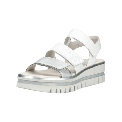 Plateausandaletten GABOR "Gabor Sandalen Glattleder", Damen, Gr. 40, Lederimitat, weiß (silber, weiß), Glattleder, Schuhe