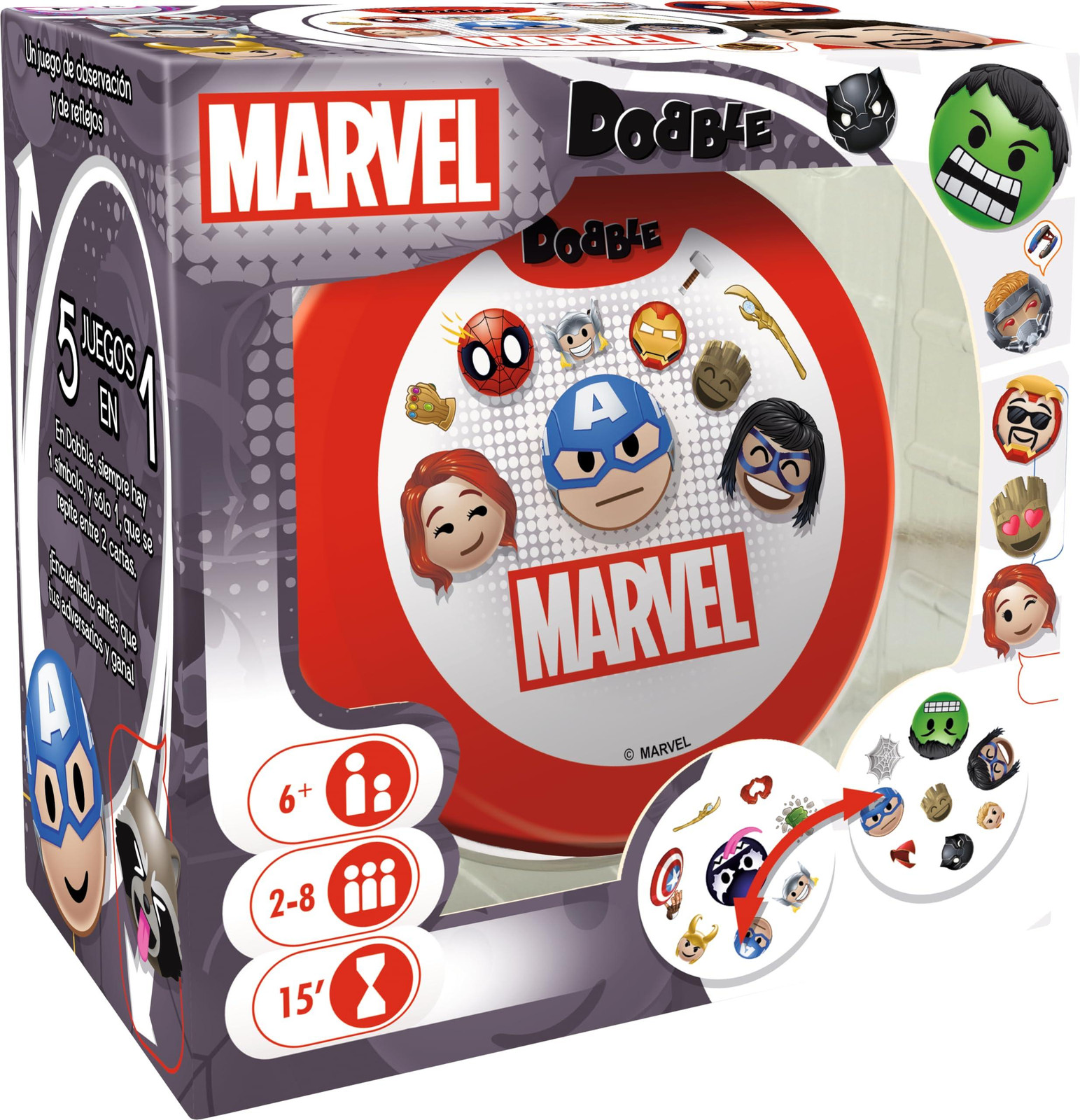Asmodee Dobble Marvel Emoji kaartspel voor kinderen vanaf 6 jaar