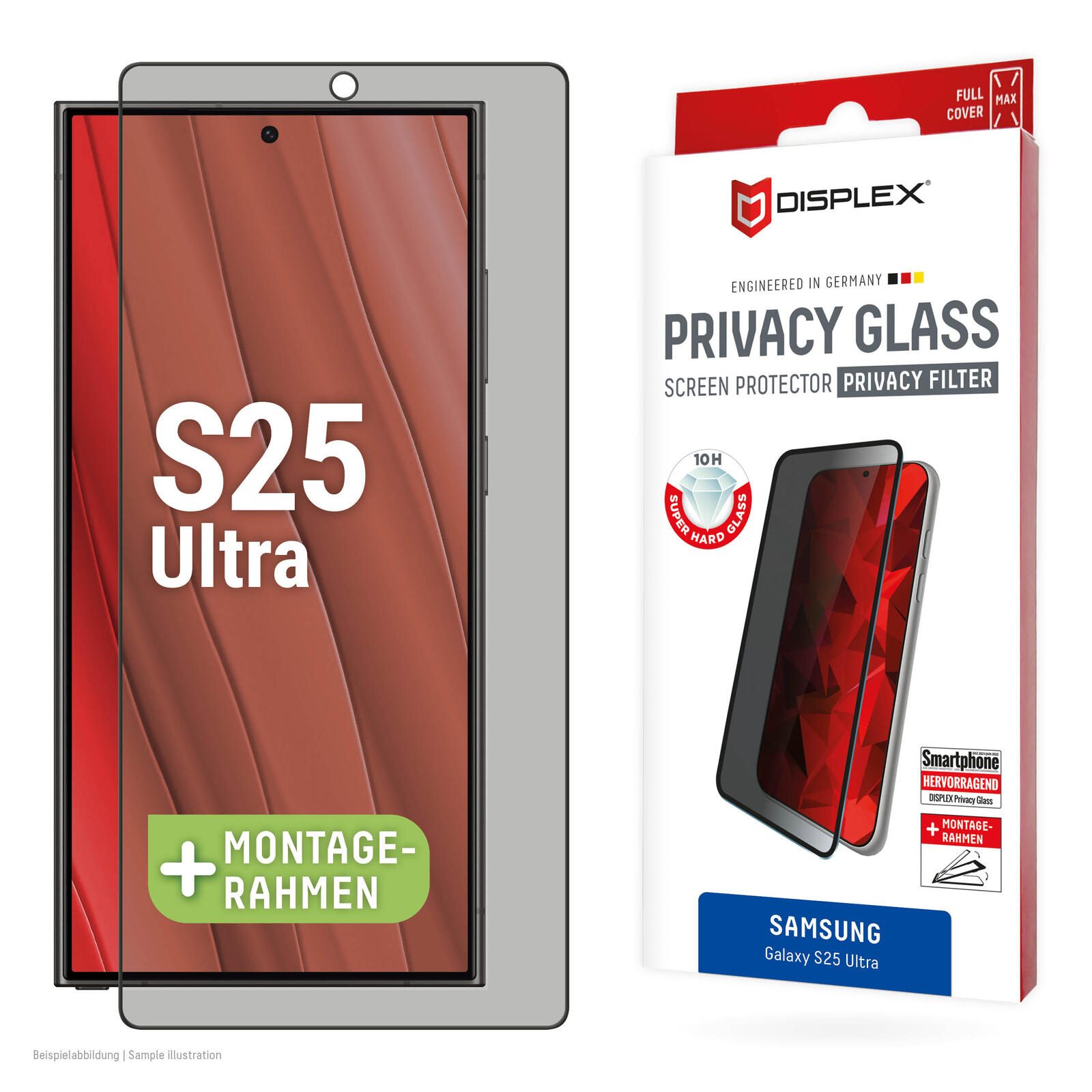 DISPLEX Privacy Full Cover Panzerglas (10H) für Samsung Galaxy S25 Ultra 02077